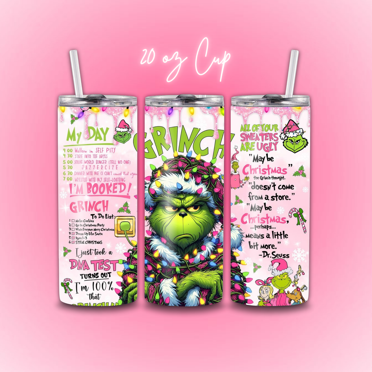 Pink Christmas Tumbler Cup