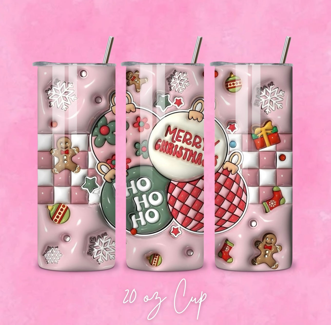 Pink Christmas Tumbler