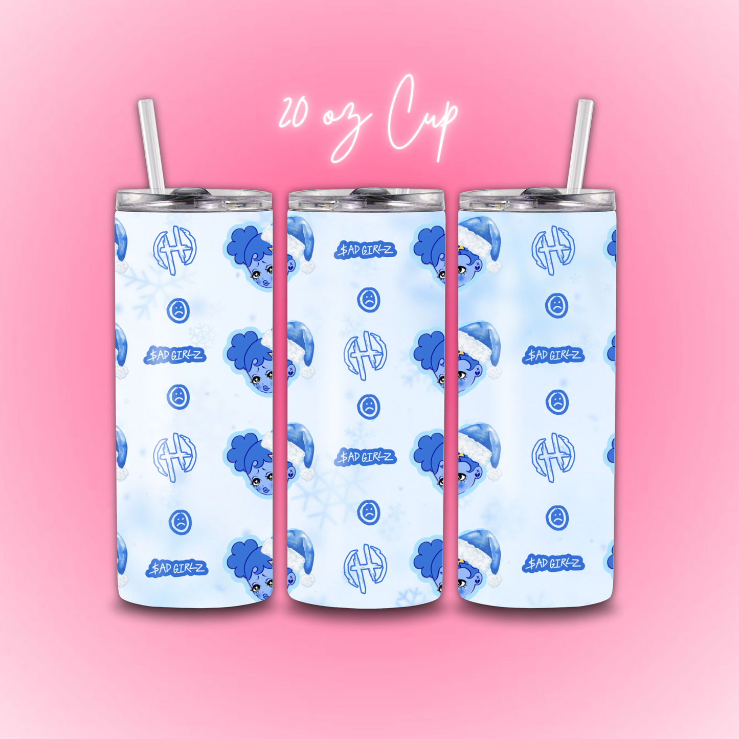 Blue Sad Girlz Christmas Tumbler