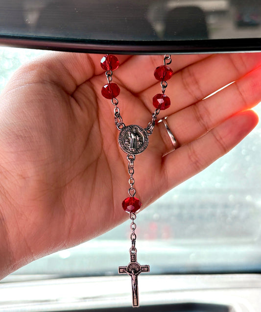 Red San Benito Car Rosary