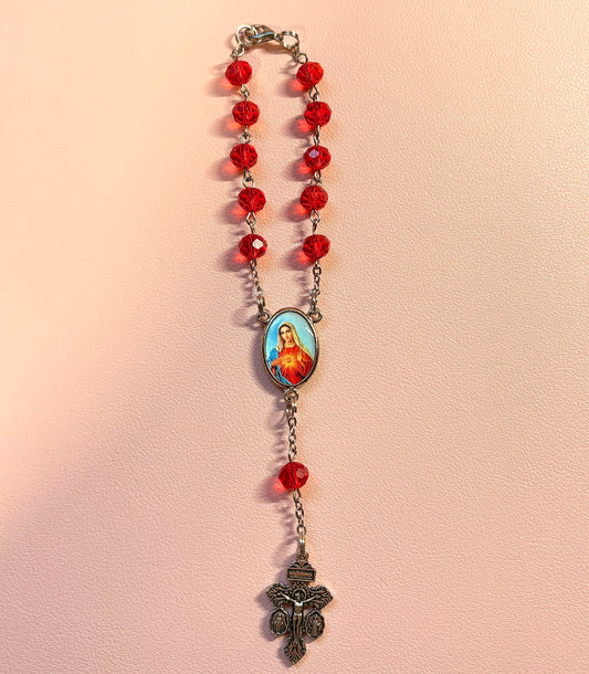 Sacred Heart of the Virgin Mary/ Jesus Car Rosary