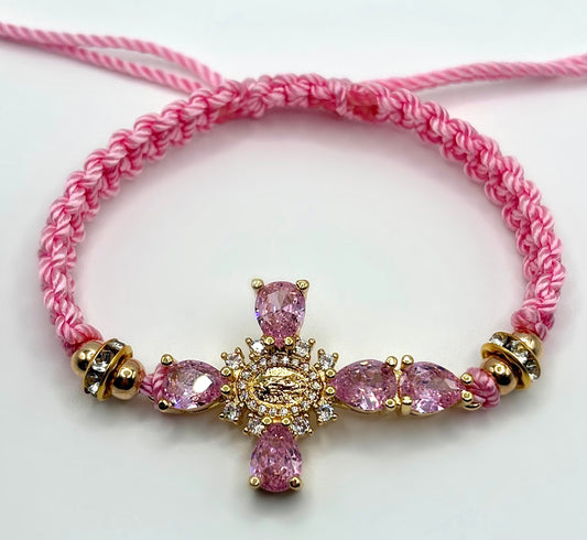 Pink Cross Virgencita Bracelet