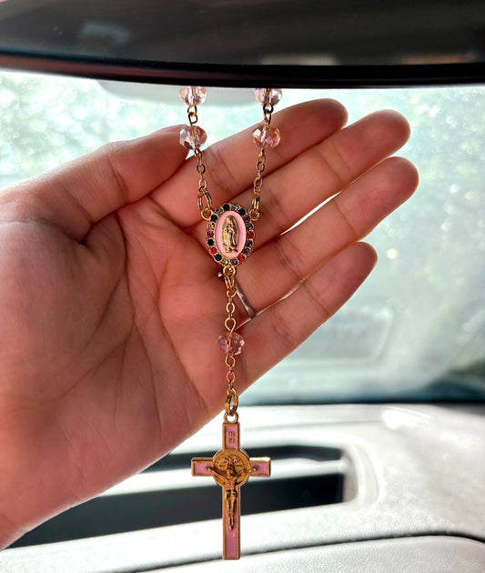 San Benito/Virgencita Gold Car Rosary