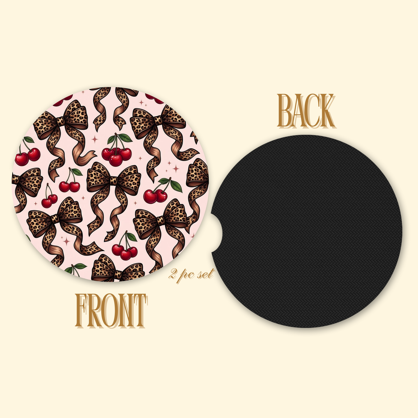 Cherry Bow Car Coasters