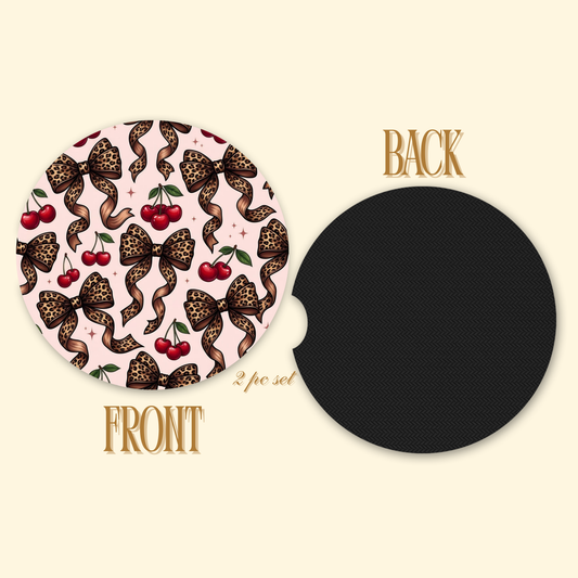 Cherry Bow Car Coasters