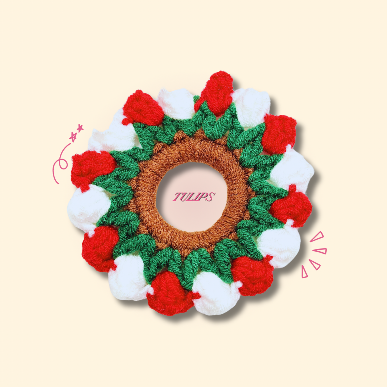White/Red Tulips Scrunchie