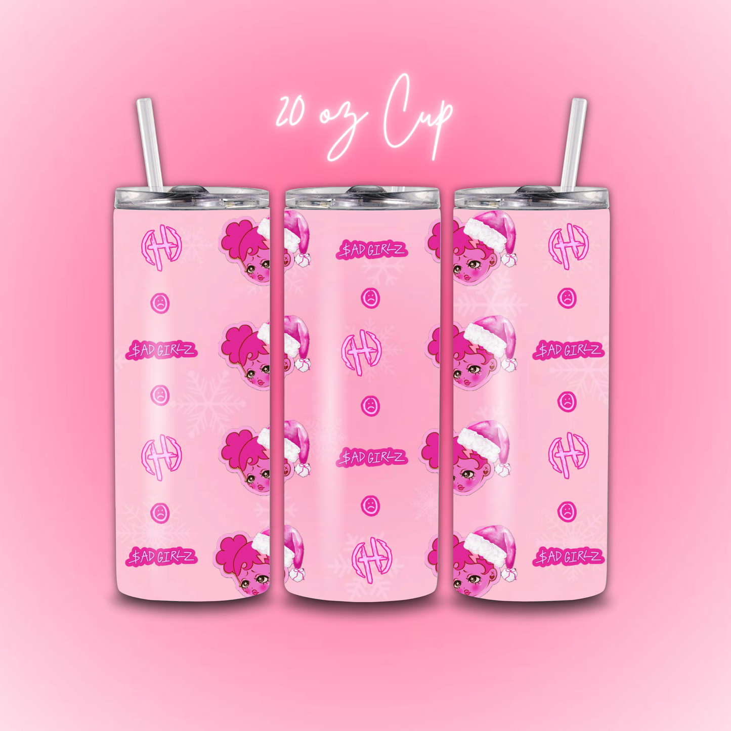 Pink Sad Girlz Christmas Tumbler